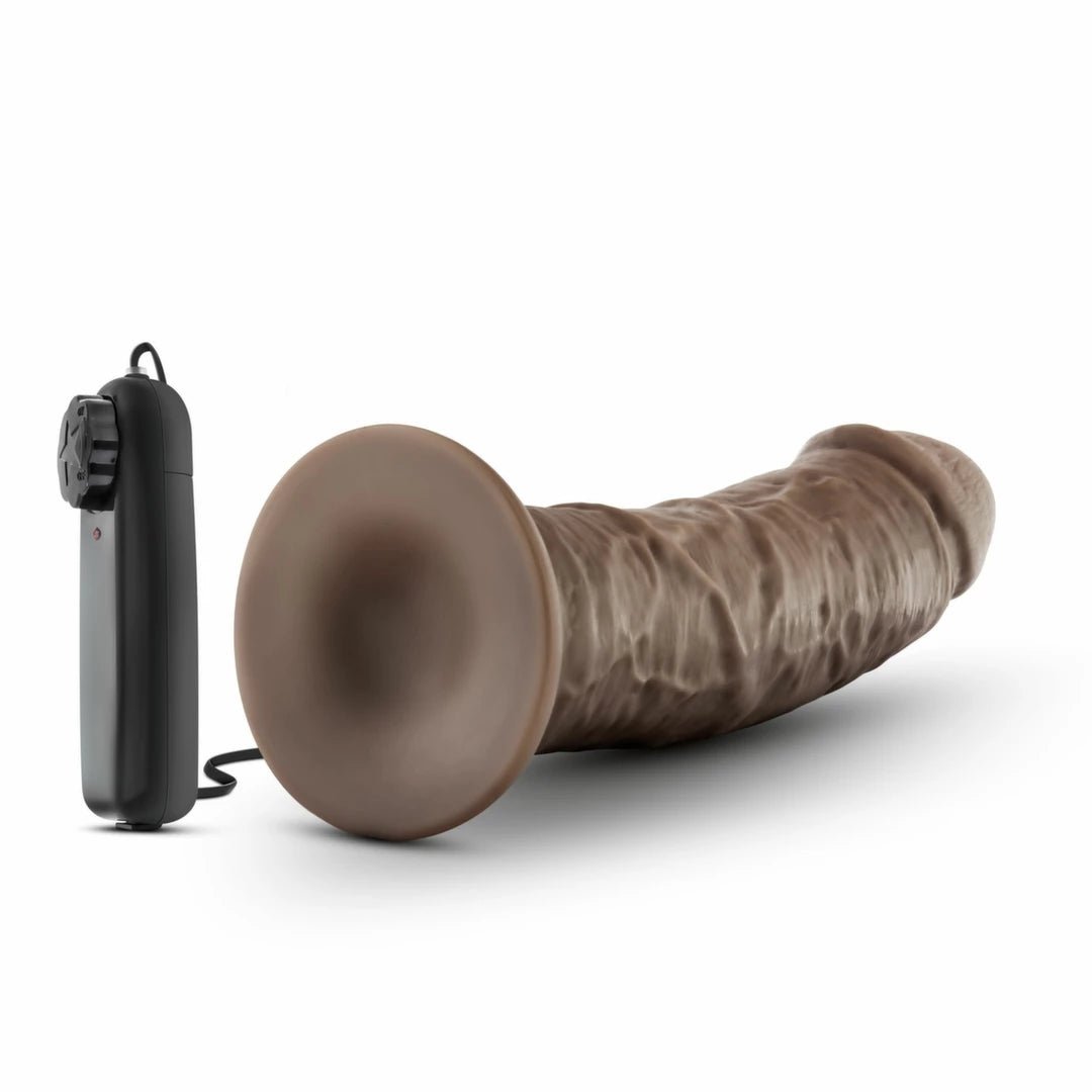 Dr. Skin Dr. Joe – 20 cm vibratorius su siurbtuku, šokolado spalvos - EroGuru