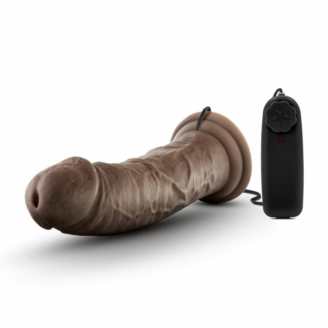 Dr. Skin Dr. Joe – 20 cm vibratorius su siurbtuku, šokolado spalvos - EroGuru