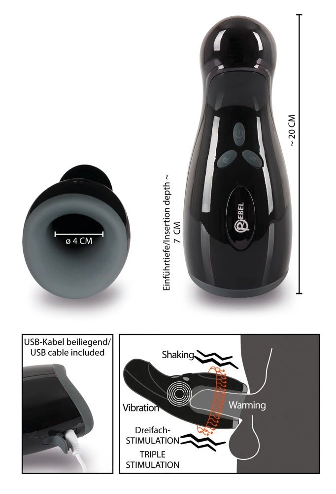 Rebel Intimate Machine 3 - in - 1 – vibruojantis, šildantis, judantis, 20cm - EroGuru