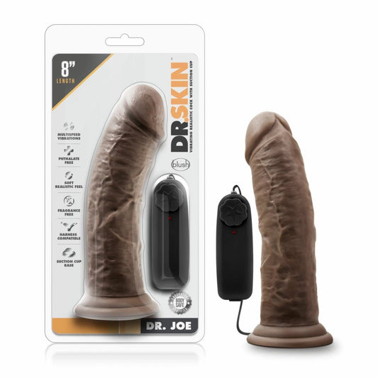 Dr. Skin Dr. Joe – 20 cm vibratorius su siurbtuku, šokolado spalvos - EroGuru