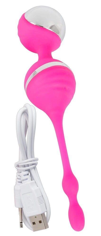 Sweet Smile rožiniai vibruojantys dubens treniravimo kamuoliukai su USB įkrovimu, 18 cm - EroGuru