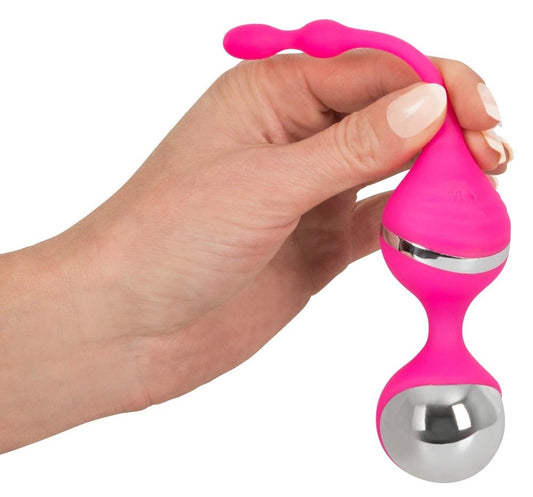 Sweet Smile rožiniai vibruojantys dubens treniravimo kamuoliukai su USB įkrovimu, 18 cm - EroGuru